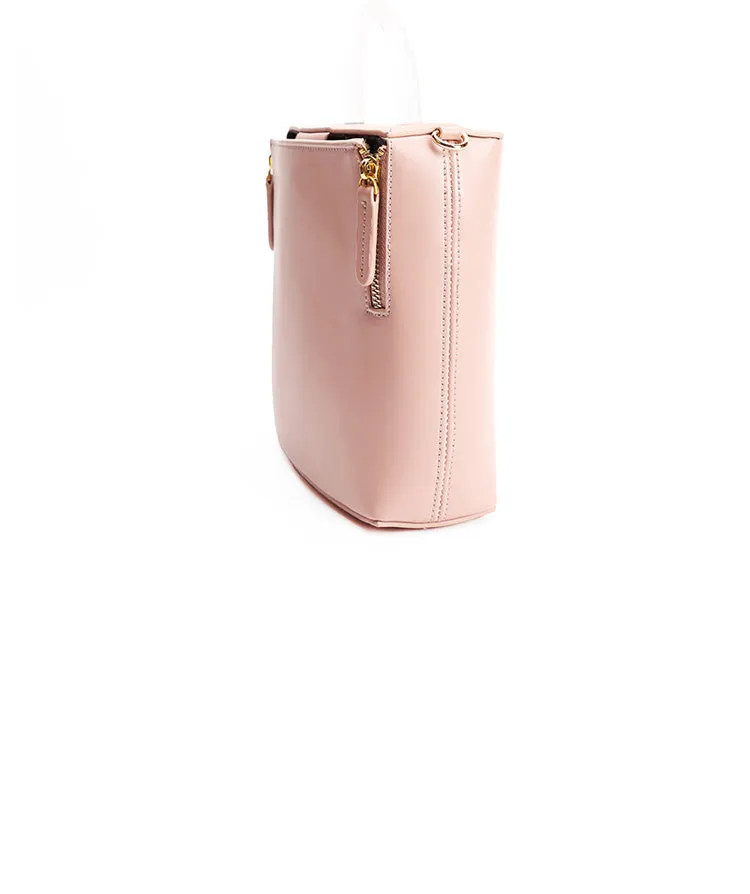 Pink Leather Women Cube Handbags Shoulder Bag Work Bag For Women