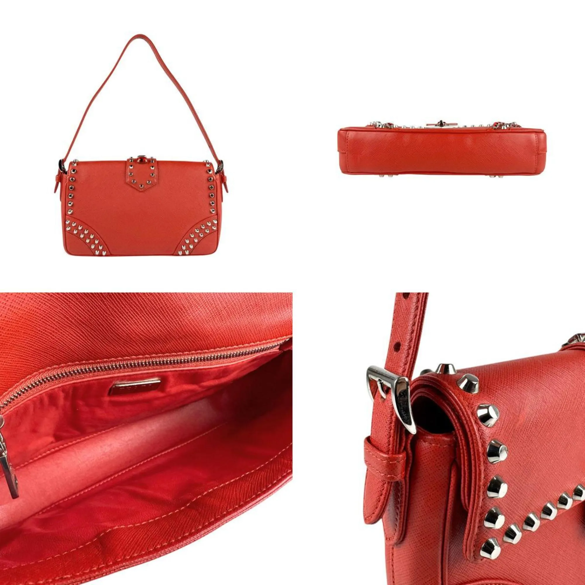 Prada Color Leather Metal Shoulder Bag (Pre-Owned)