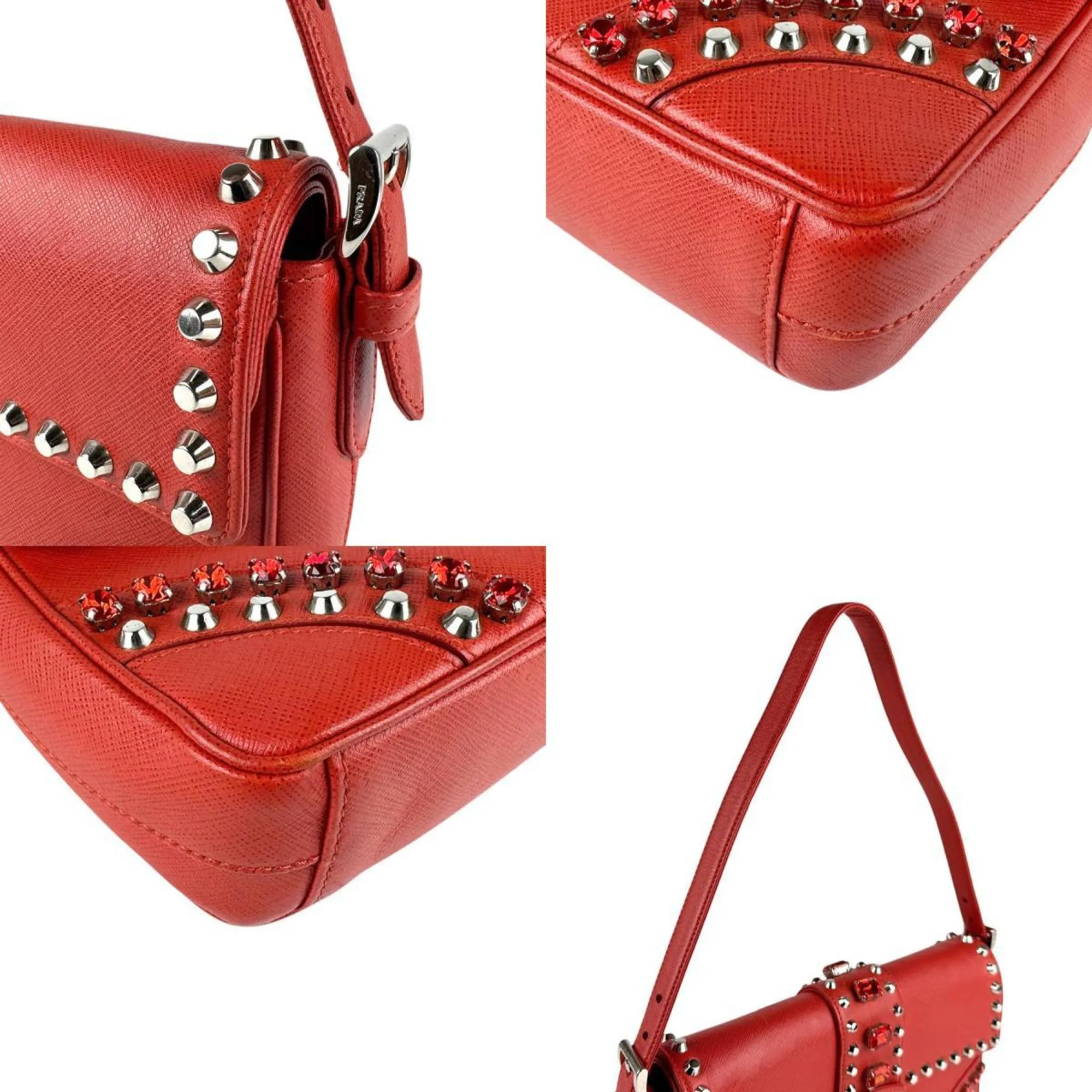 Prada Color Leather Metal Shoulder Bag (Pre-Owned)