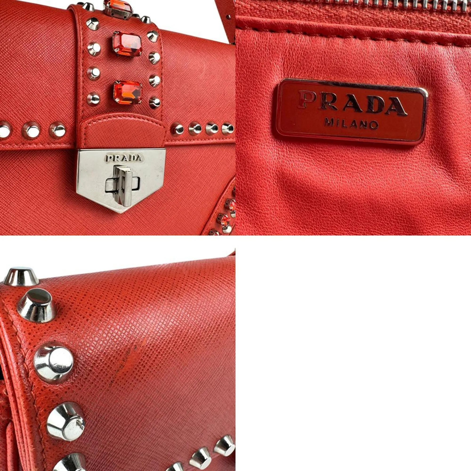 Prada Color Leather Metal Shoulder Bag (Pre-Owned)