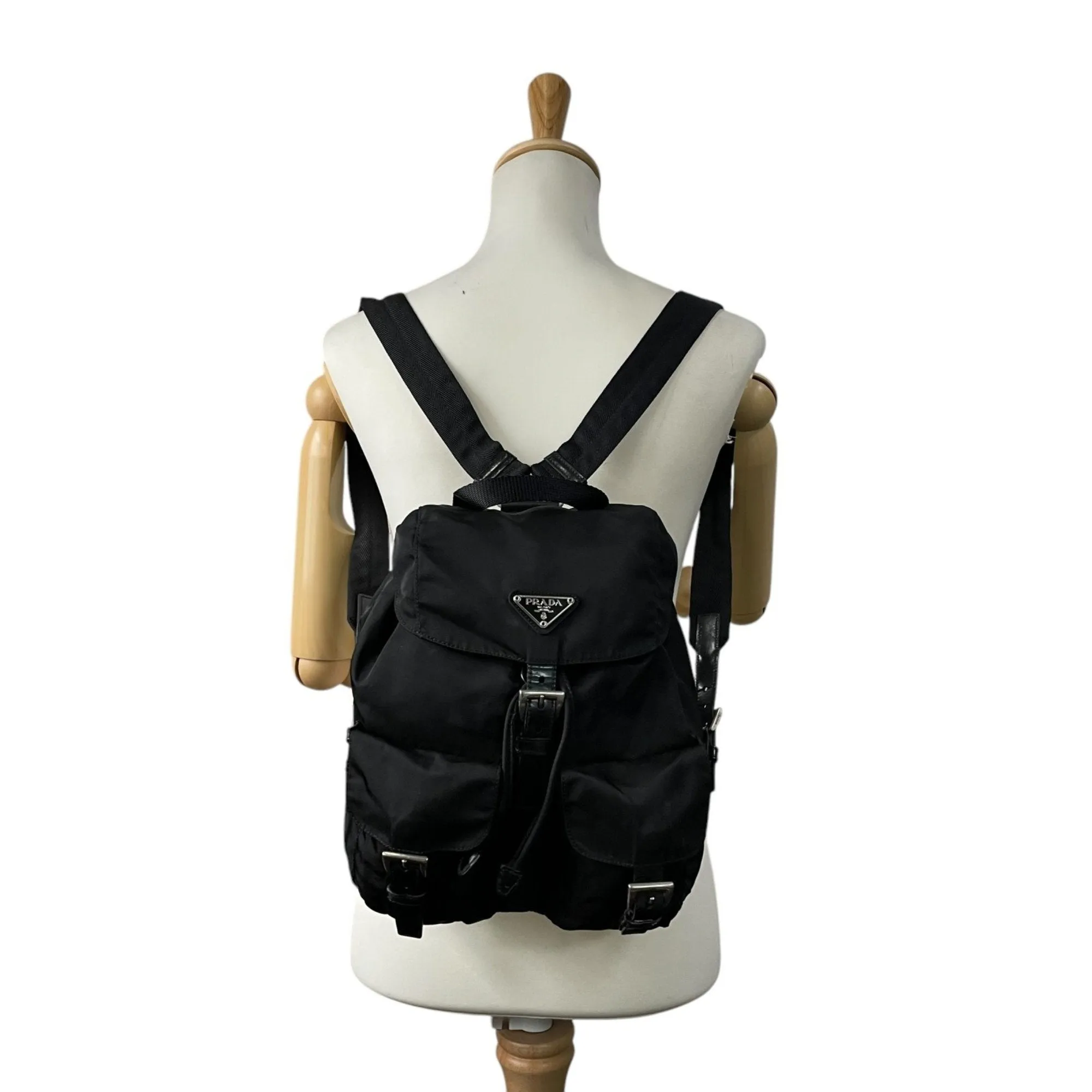 Prada Nylon Leather Backpack (Pre-Owned)