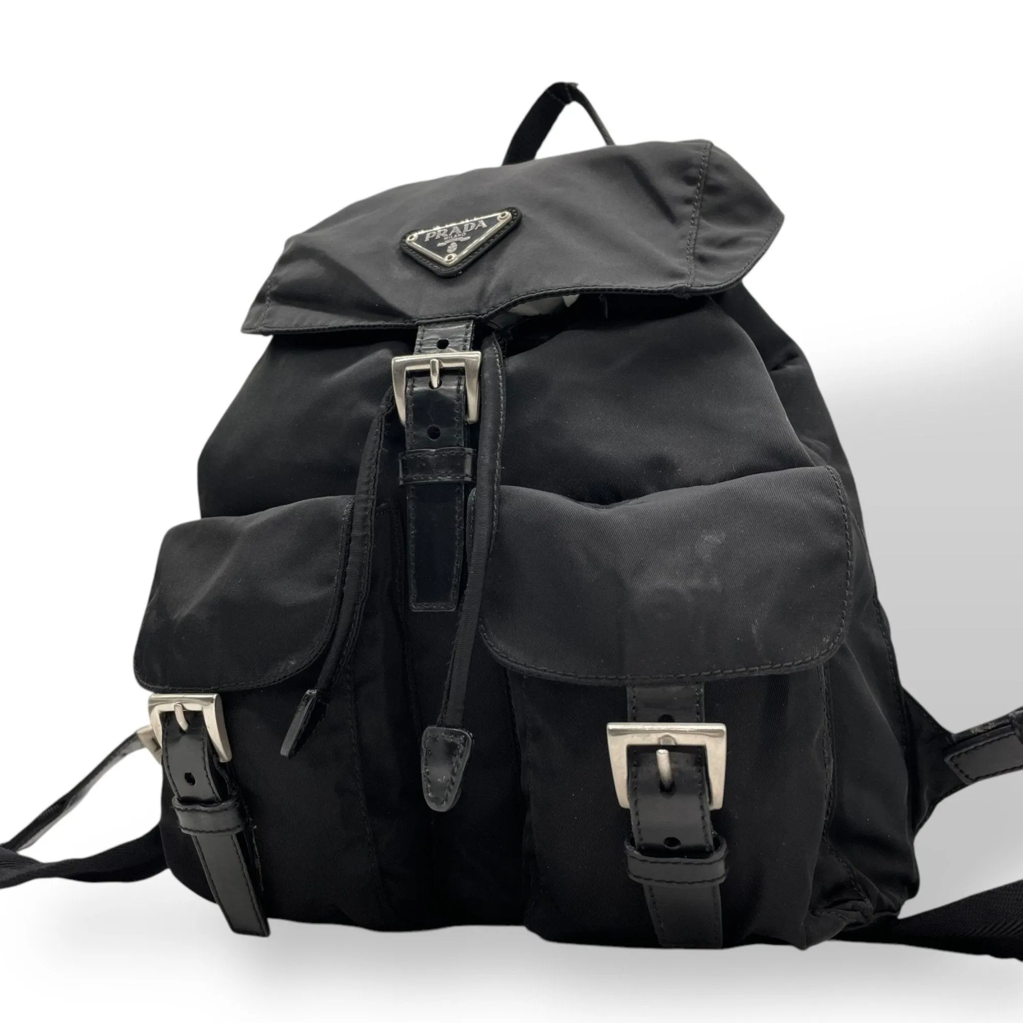 Prada Nylon Leather Backpack (Pre-Owned)