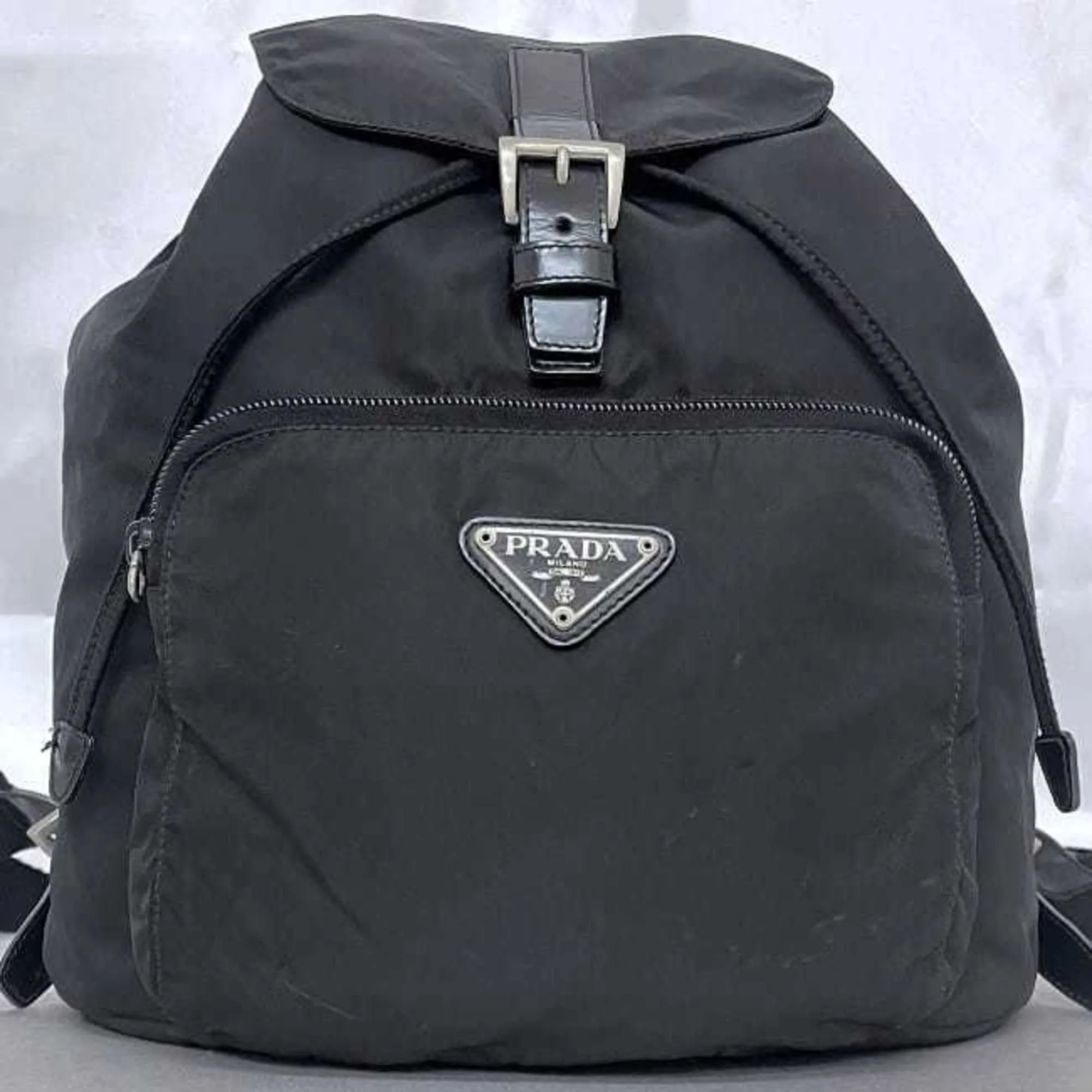 Prada  Nylon Leather Backpack (Pre-Owned)