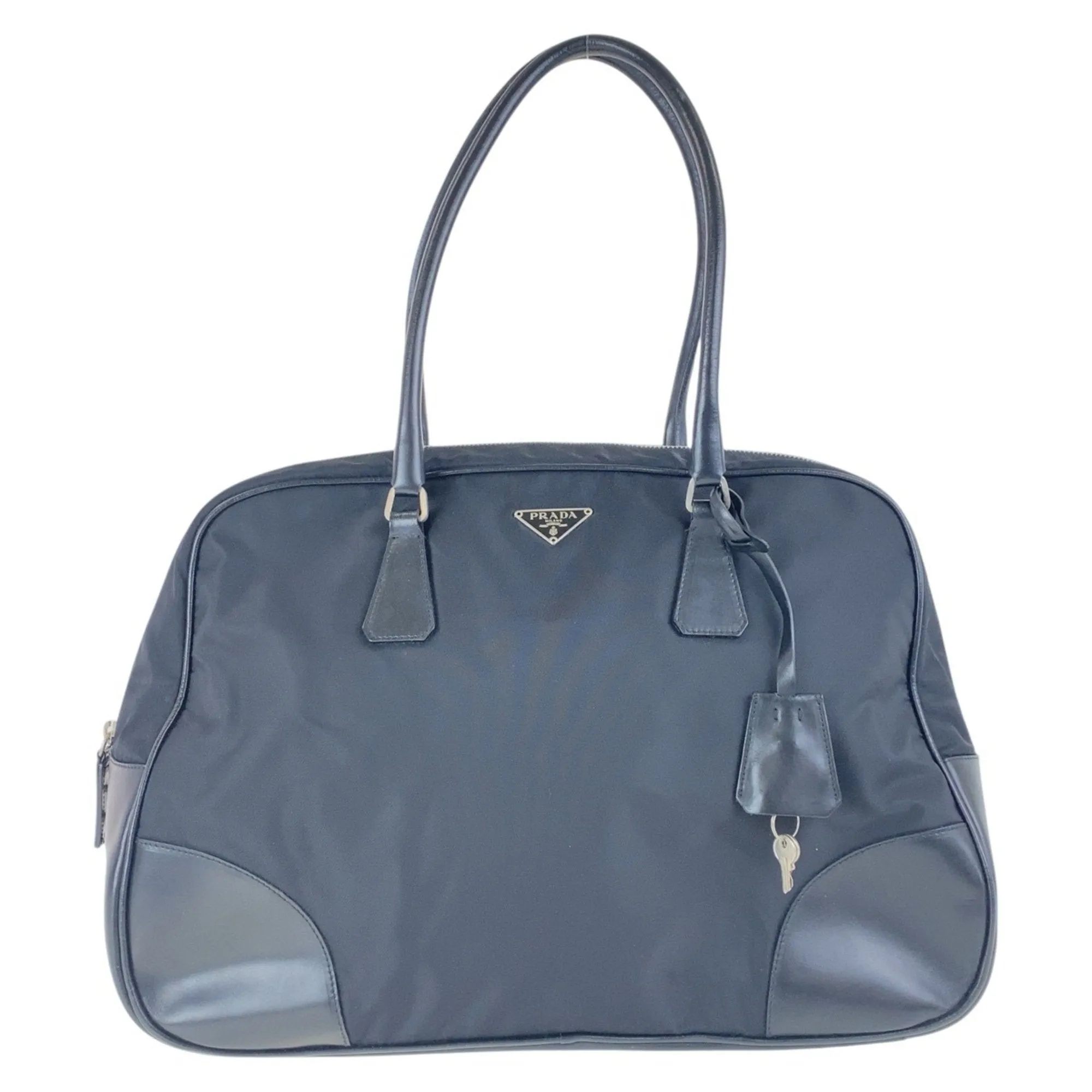 Prada Nylon Leather Handbag Shoulder Bag (Pre-Owned)