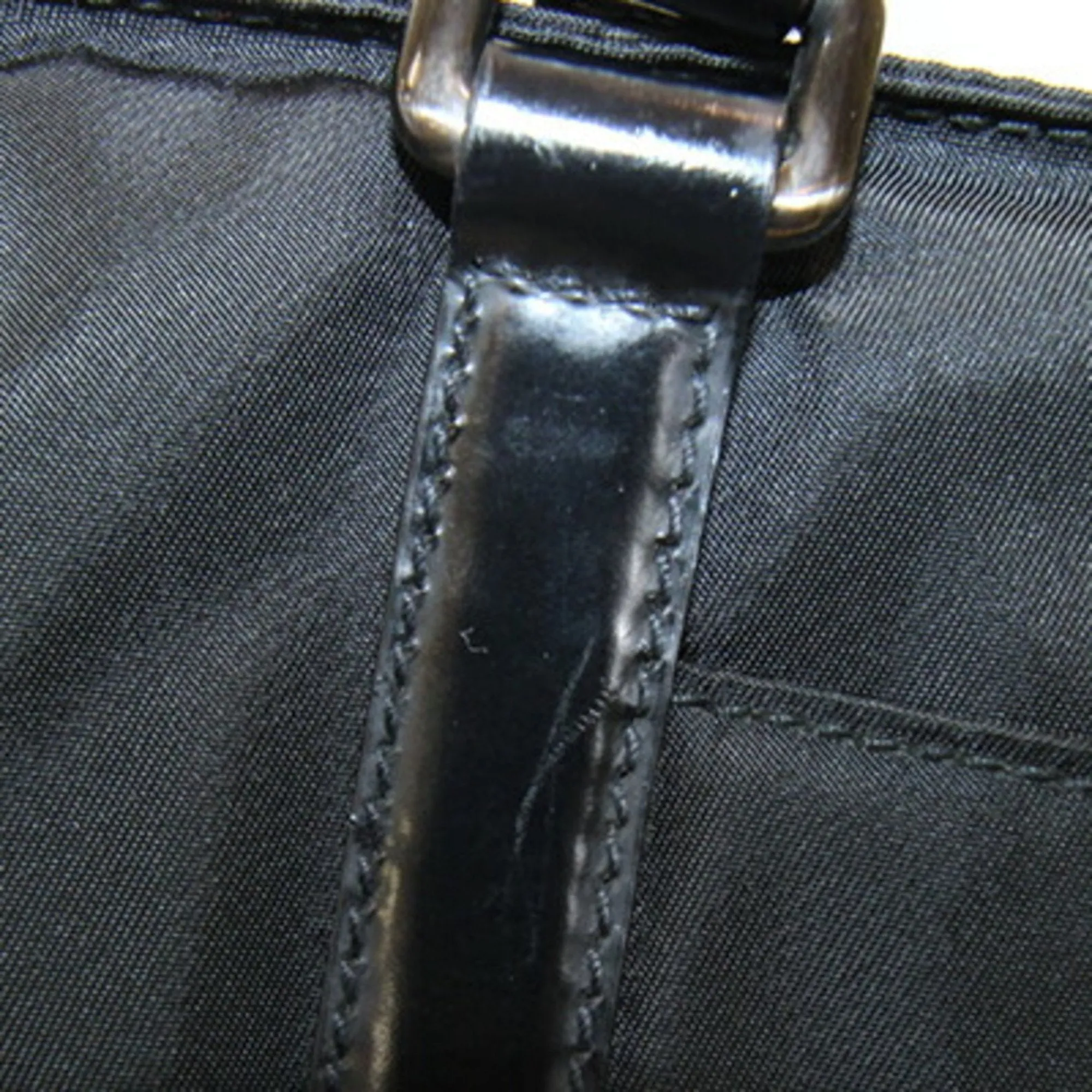 Prada Nylon Leather Handbag Shoulder Bag (Pre-Owned)