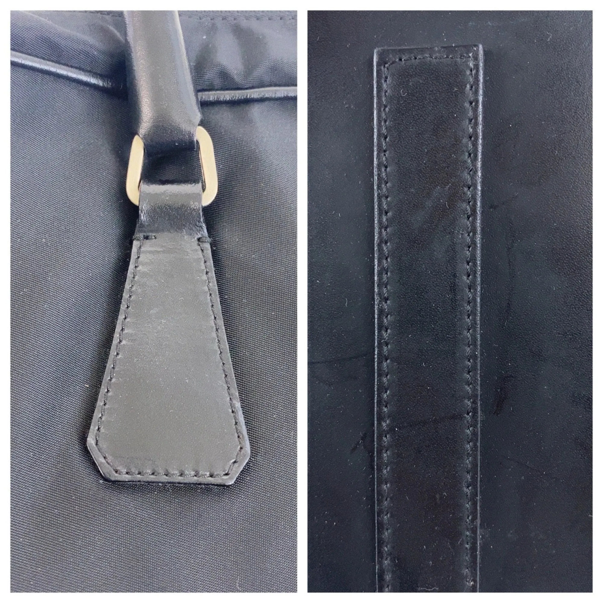 Prada Nylon Leather Handbag Shoulder Bag (Pre-Owned)