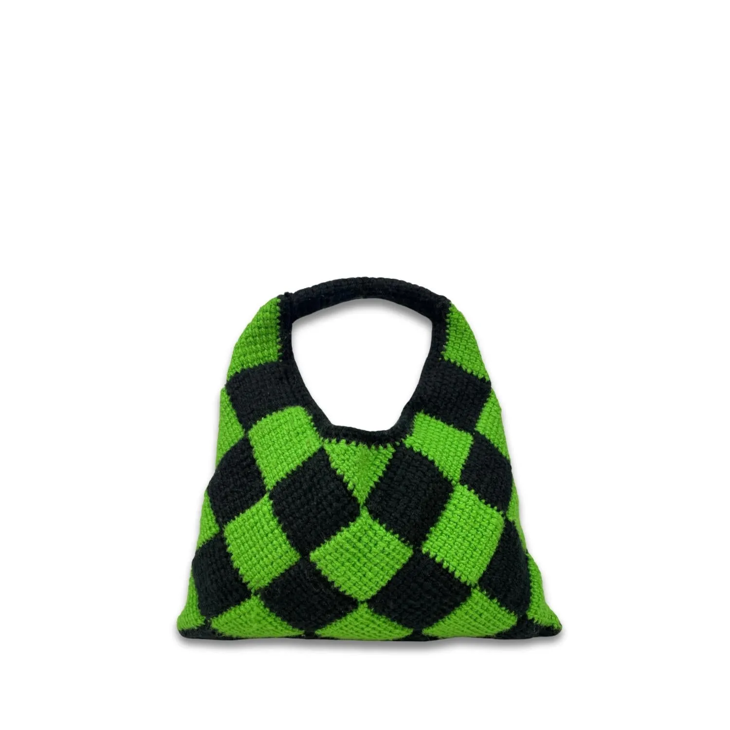 Pre-Loved Diamond Crochet Market Bag In Lime Green