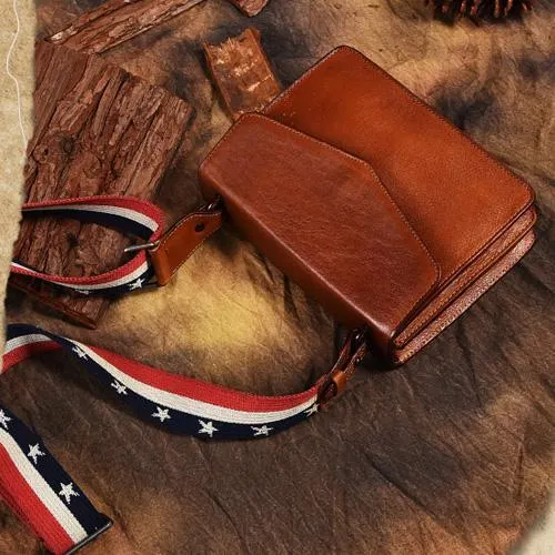 Red Vintage Leather Womens Chain Shoulder Bag Brown Side Bag Cross body Purse for Ladies