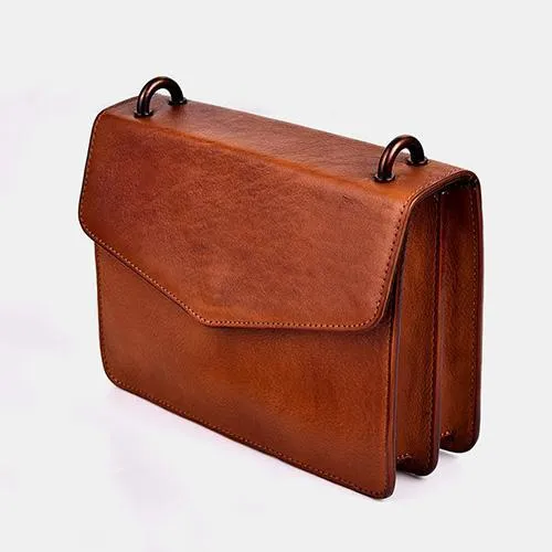 Red Vintage Leather Womens Chain Shoulder Bag Brown Side Bag Cross body Purse for Ladies