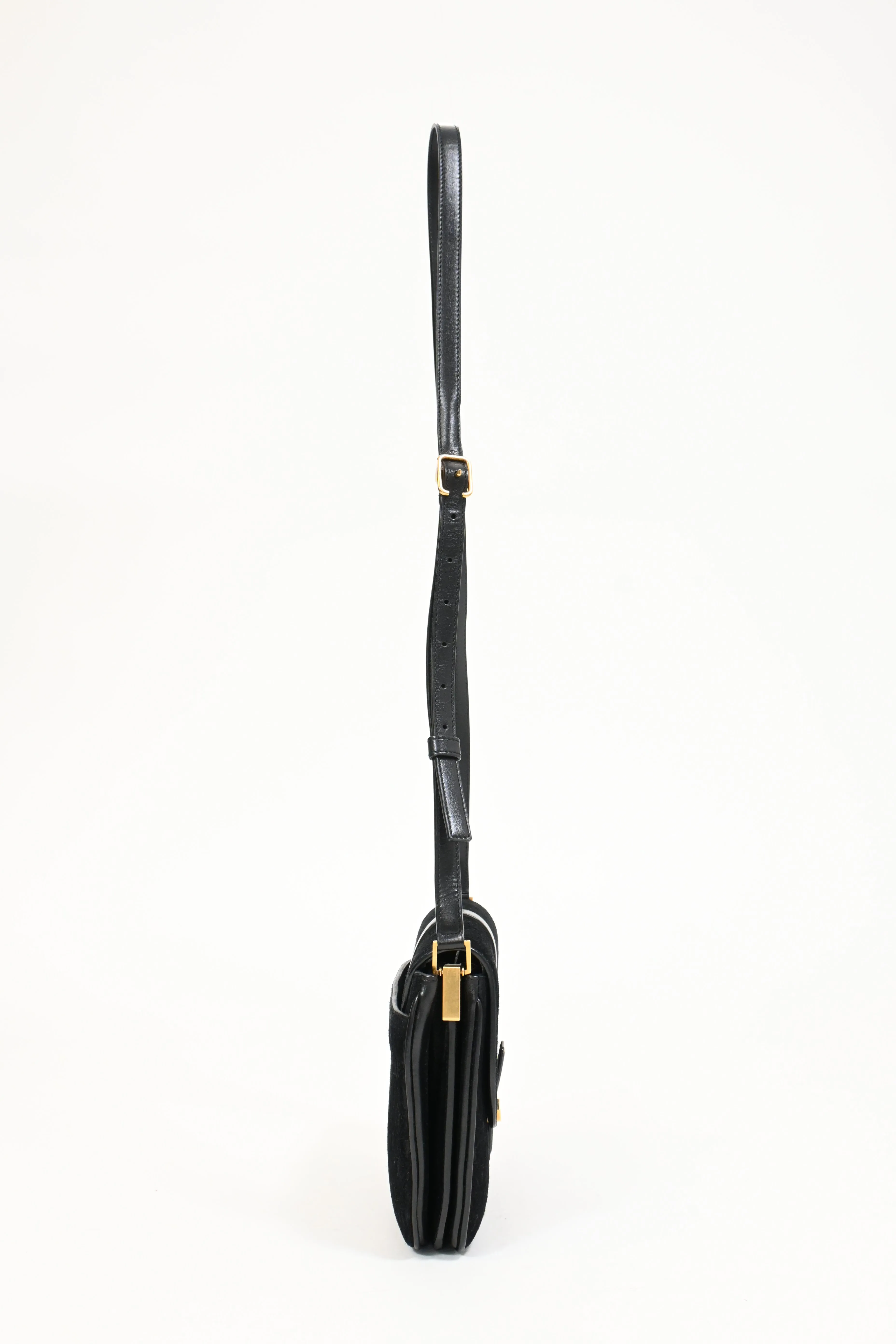 Saint Laurent Monogram All Over Small Satchel in Black Suede