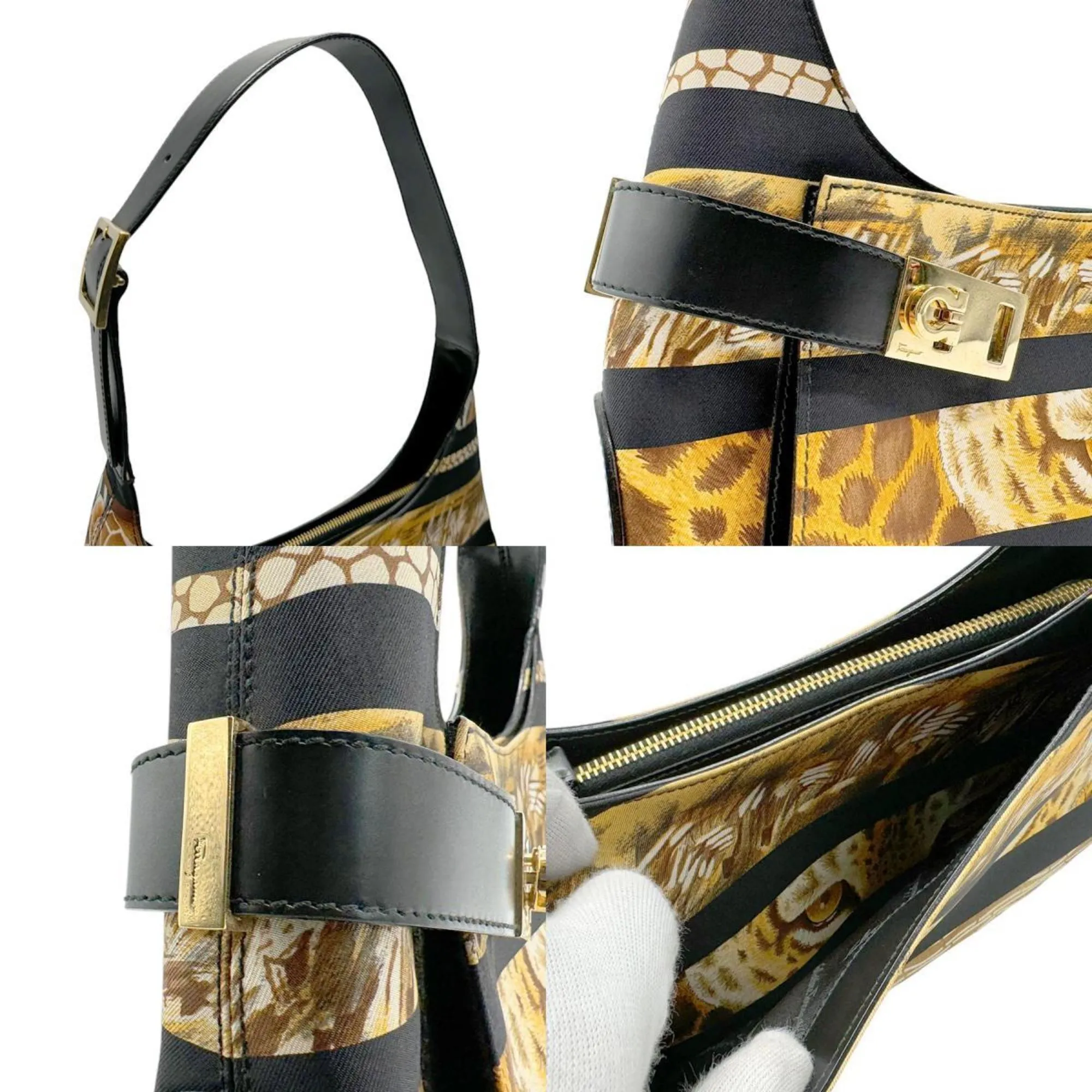 Salvatore Ferragamo   Canvas Leather Shoulder Bag (Pre-Owned)