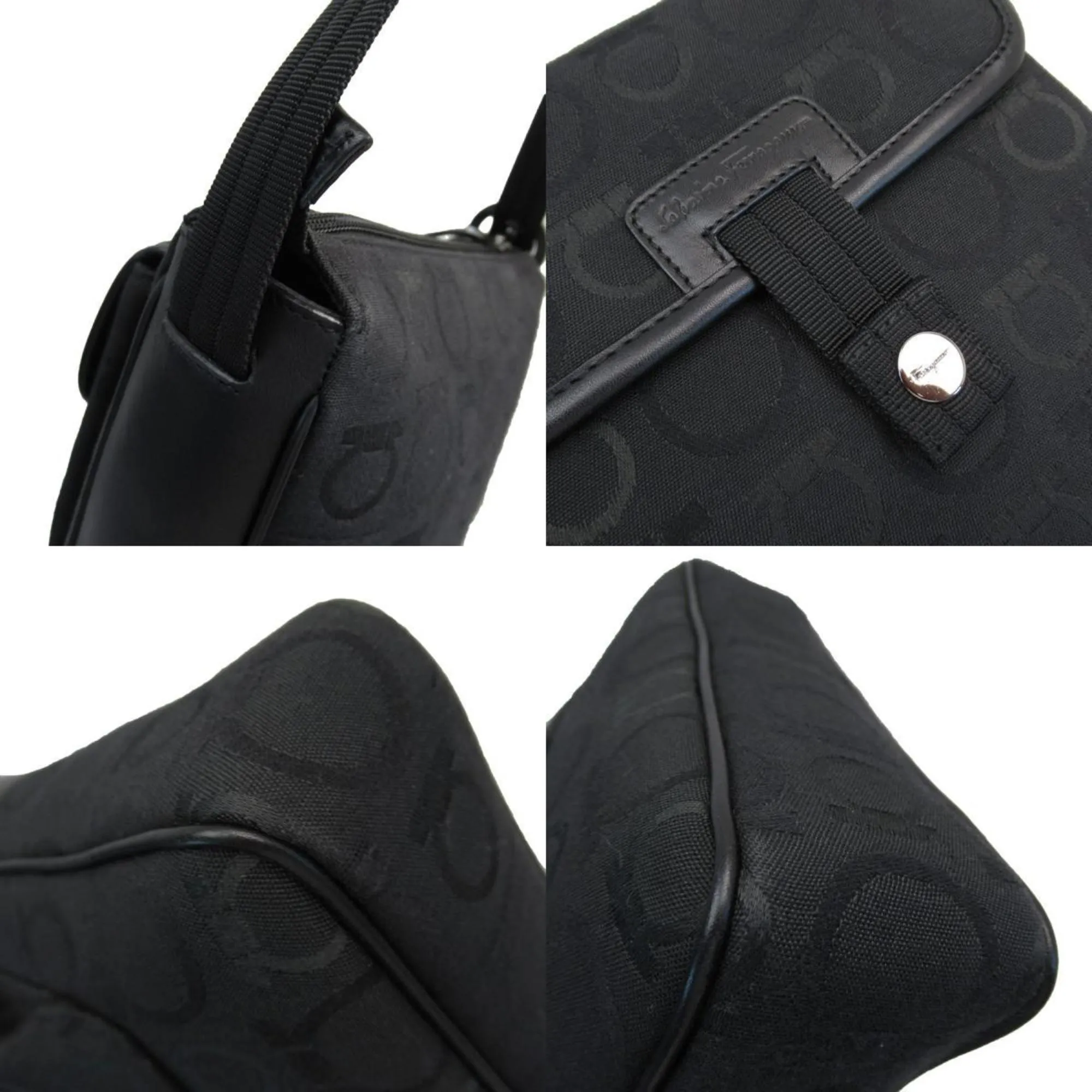 Salvatore Ferragamo Gancini  Canvas Shoulder Bag (Pre-Owned)