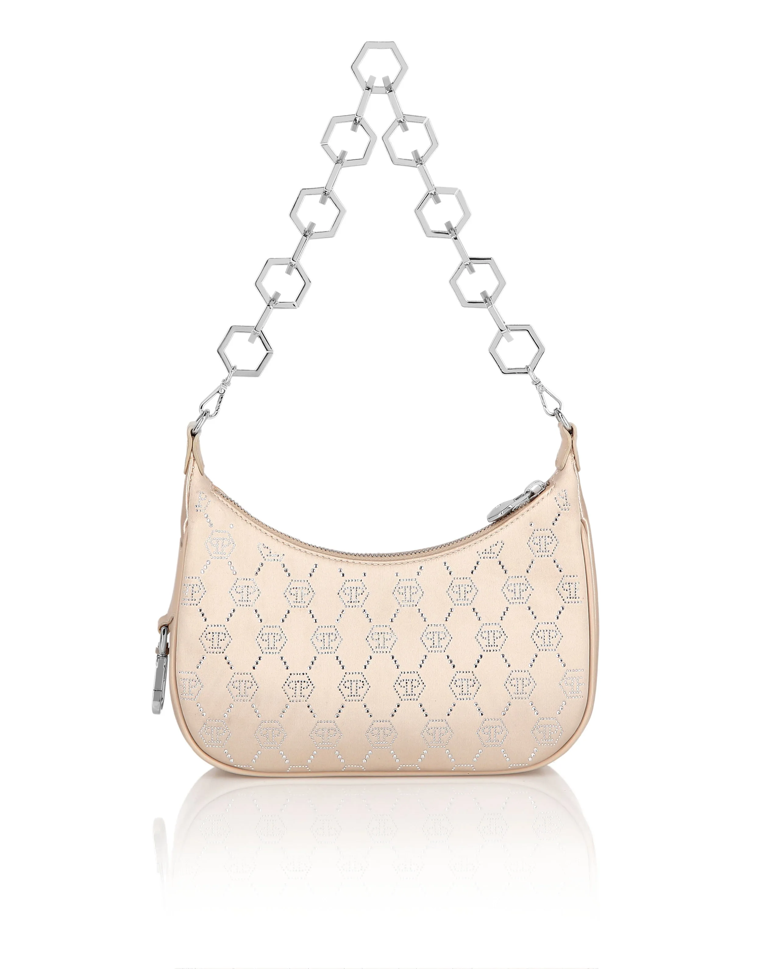 Satin Shoulder Bag Monogram Strass