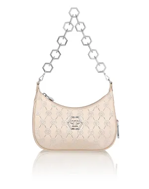 Satin Shoulder Bag Monogram Strass
