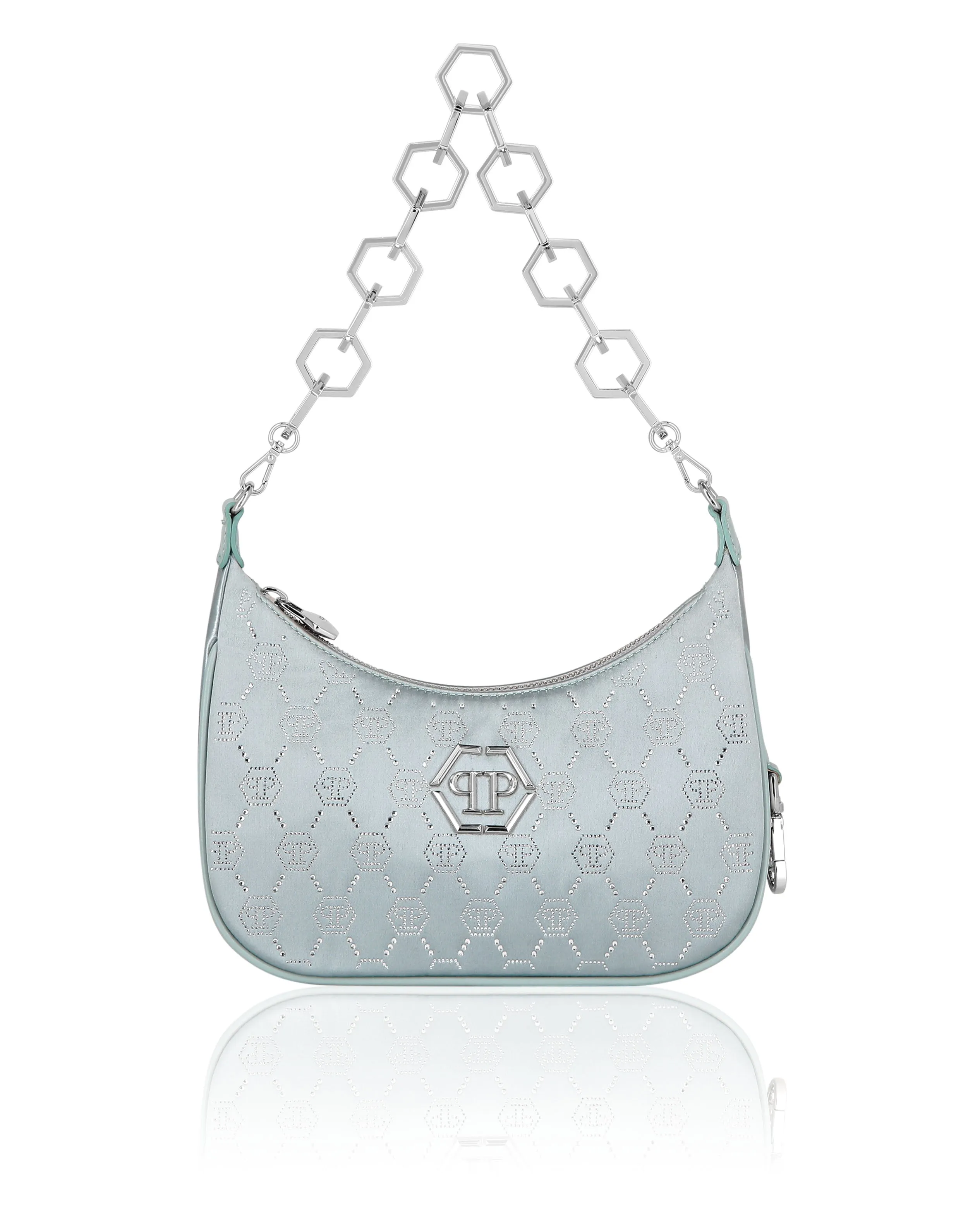 Satin Shoulder Bag Monogram Strass