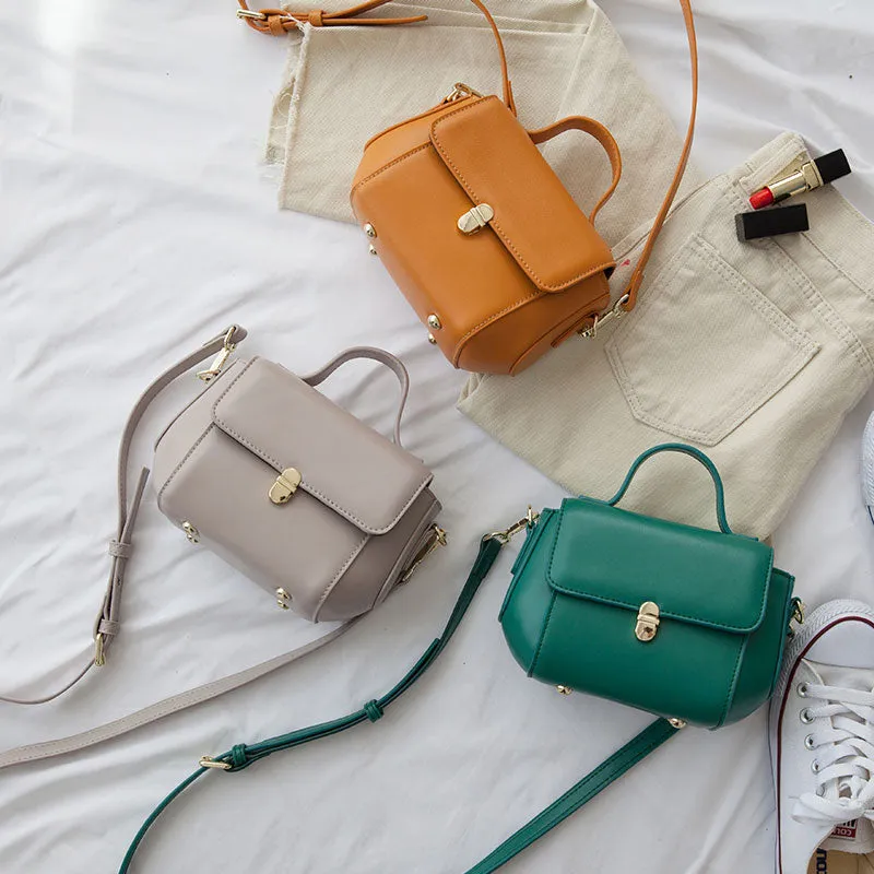Small Leather Stylish Womens Mini Handbag Doctor Shoulder Bag for Women