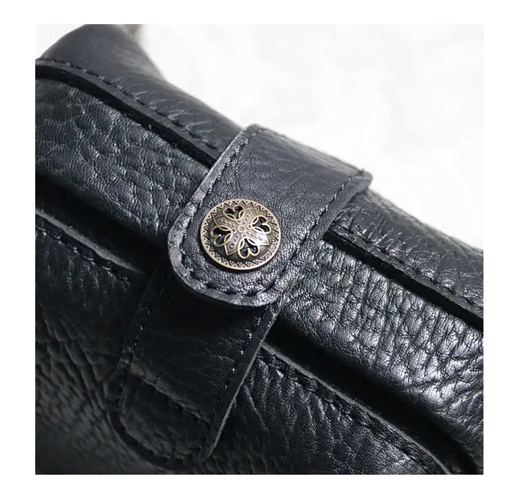 Small Womens Black Leather MIni doctor bag Chain shoulder doctor bag for women