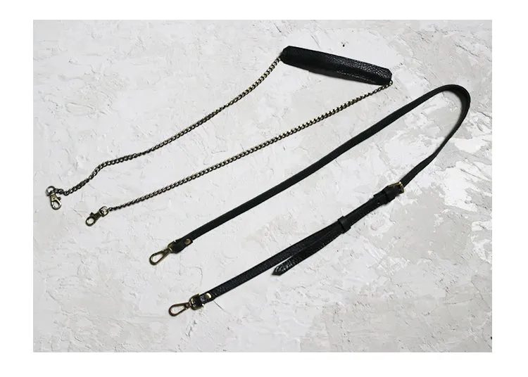 Small Womens Black Leather MIni doctor bag Chain shoulder doctor bag for women