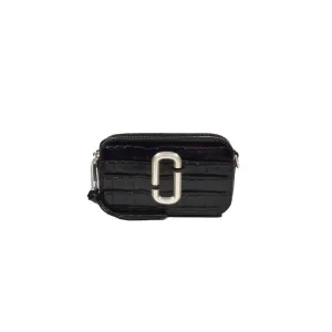 Snapshot Shoulder Bag In Black Croco Leather