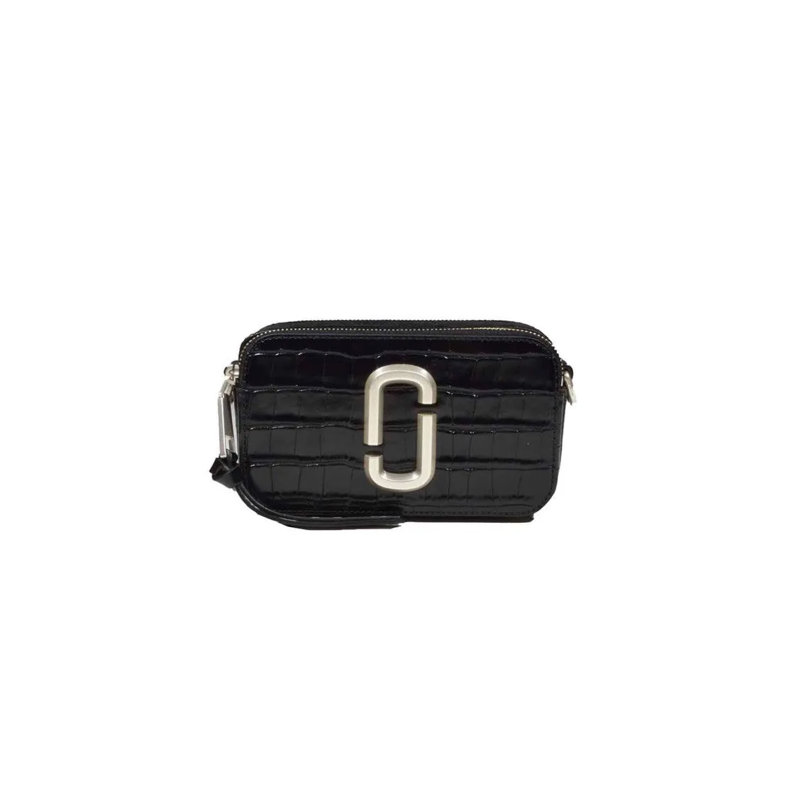 Snapshot Shoulder Bag In Black Croco Leather
