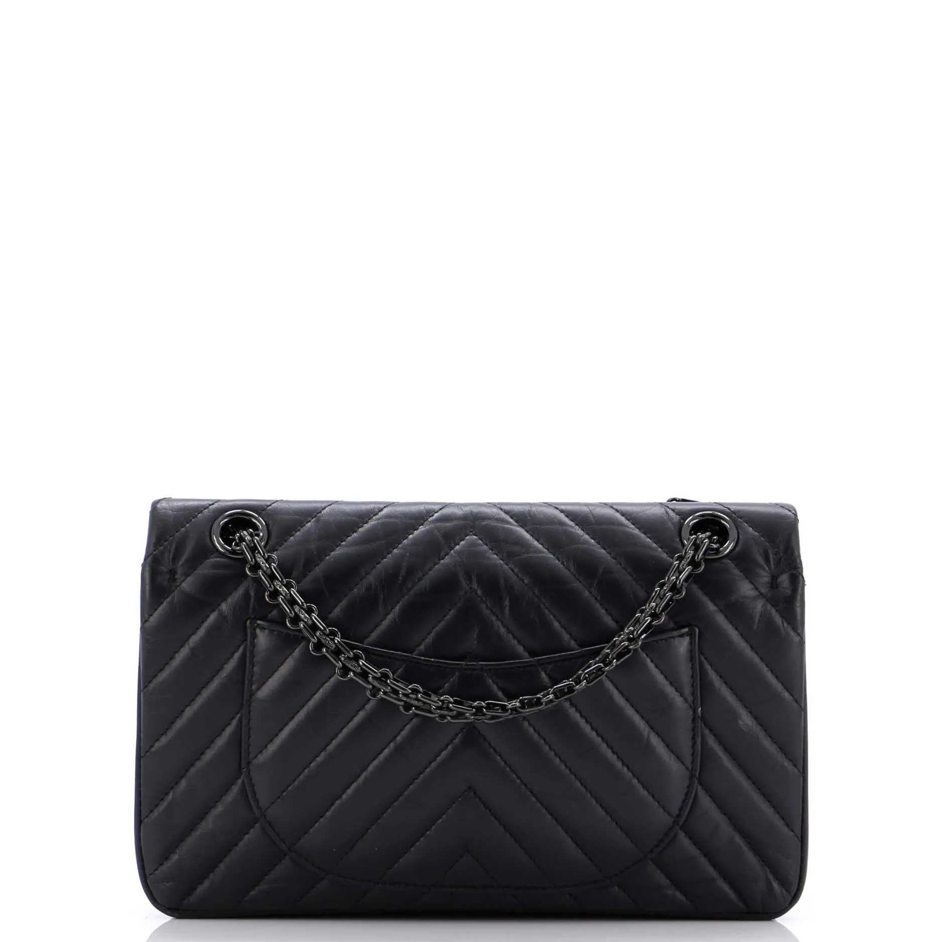 So Black Reissue 2.55 Flap Bag Chevron Aged Calfskin 225