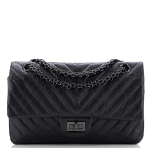 So Black Reissue 2.55 Flap Bag Chevron Aged Calfskin 225
