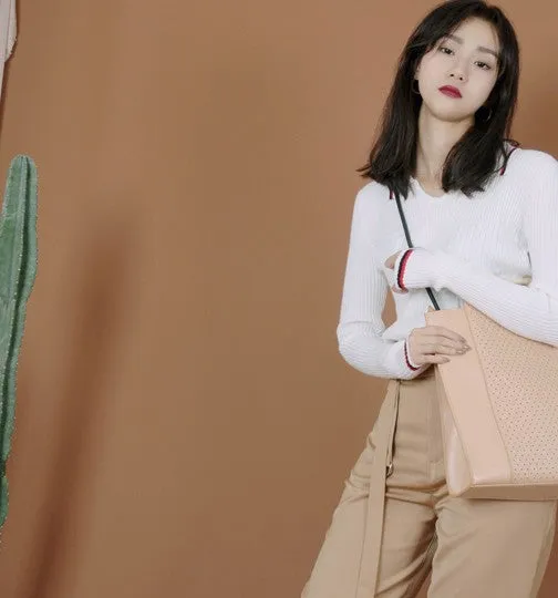 Stylish Leather Beige Large Womens Handbag Crossbody Bag Purse Shoulder Bag for Women