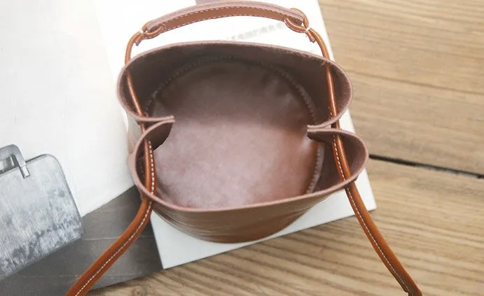 Stylish LEATHER WOMEN Bucket SHOULDER BAG Barrel Crossbody Purses FOR WOMEN