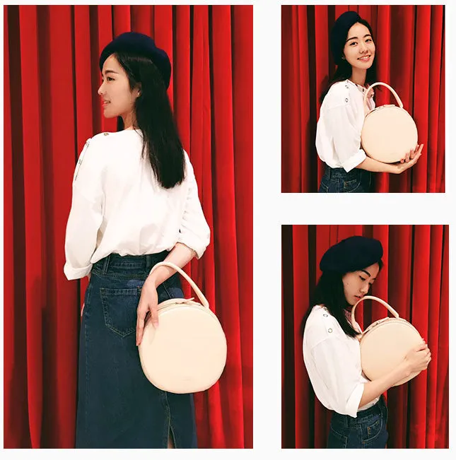 Stylish LEATHER WOMENs Circle Handbags SHOULDER BAG Purse FOR WOMEN