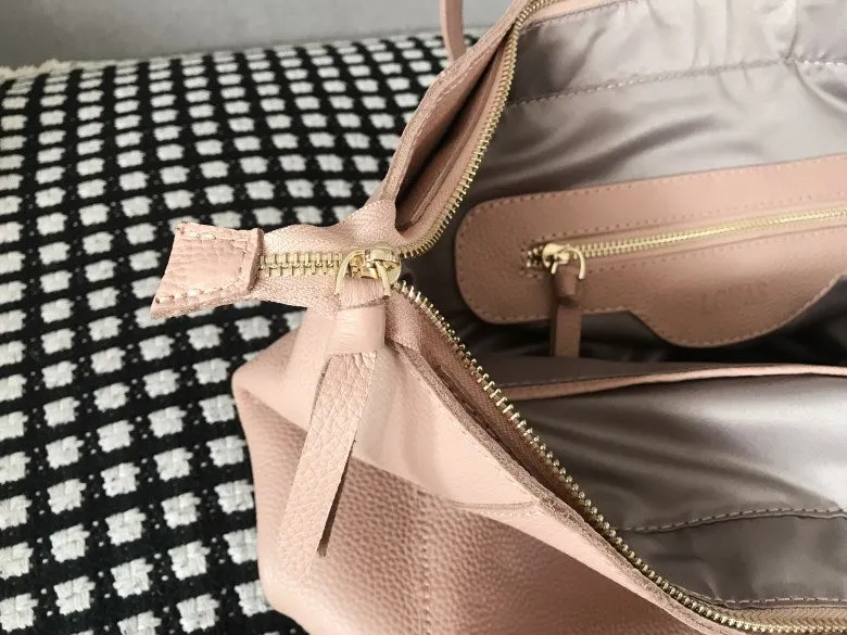 Stylish Womens Pink Leather Tote Bag Shoulder Tote Bag Pink Tote Purse For Women