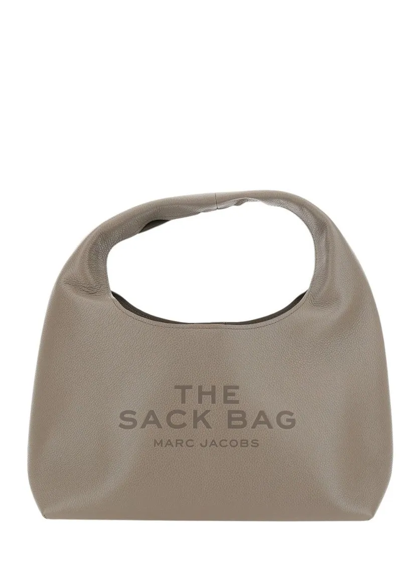 Textured Leather Sack With Bold Lettering