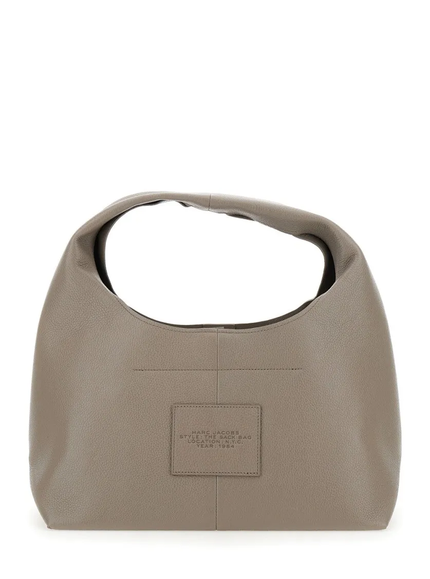 Textured Leather Sack With Bold Lettering