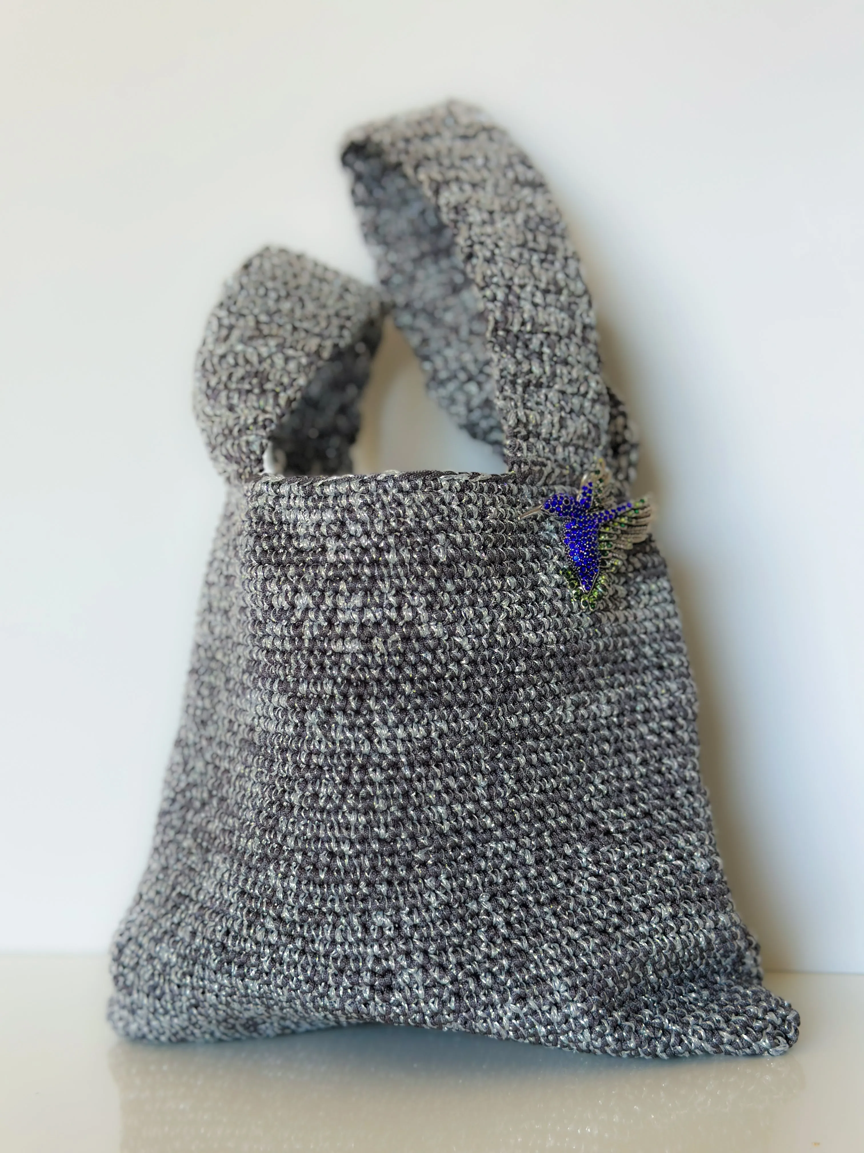 Therese Handwoven Bag -Grey/Silver