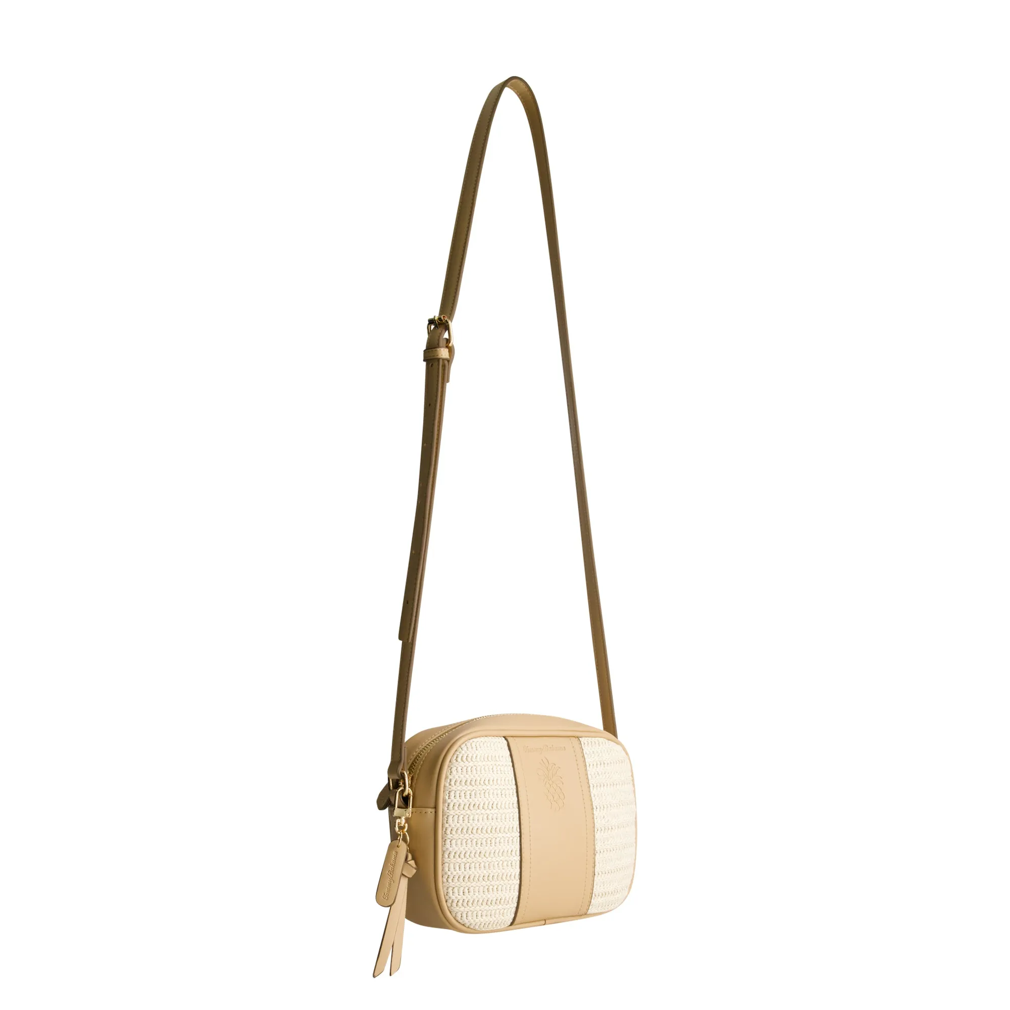 Tommy Bahama Camera Bag with Debossed Logo and Straw Accents