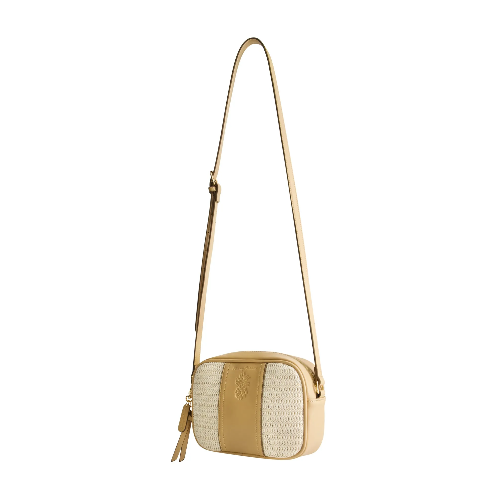 Tommy Bahama Camera Bag with Debossed Logo and Straw Accents