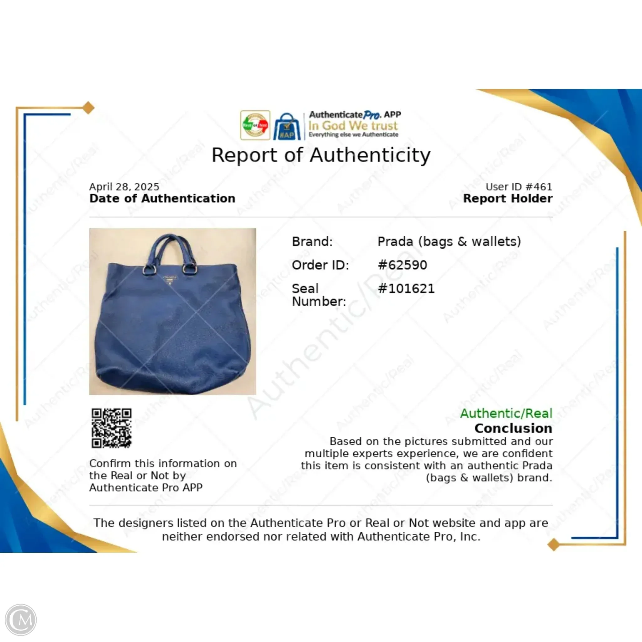 Tote Luxury Designer By Prada, Size: Large
