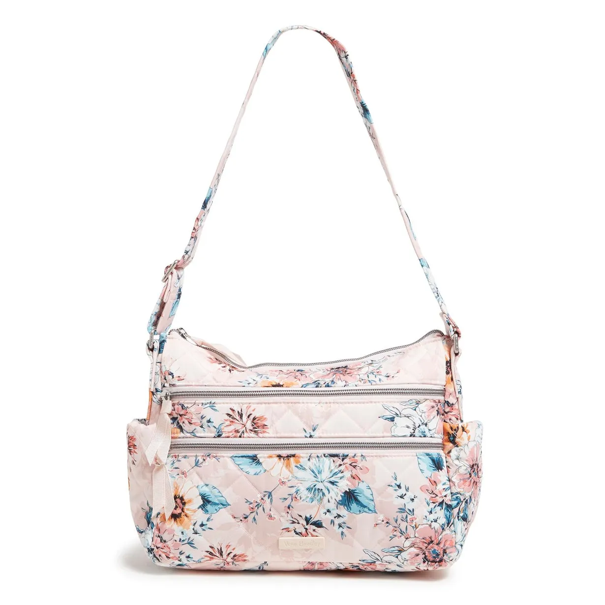 Triple Zip Shoulder Bag - Peach Blossom Bouquet