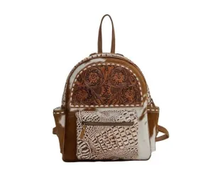 Trophy Hand Tooled Bag In Brown/ivory