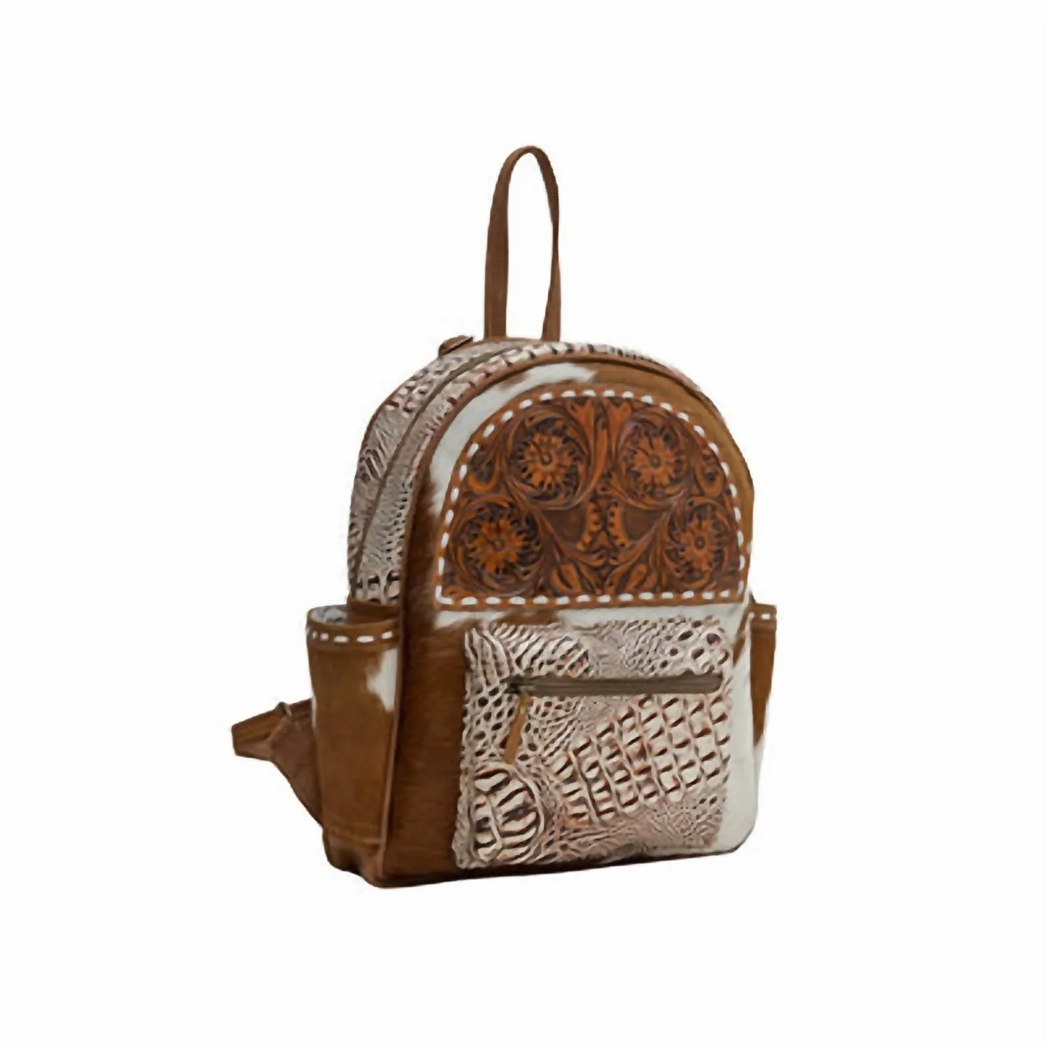 Trophy Hand Tooled Bag In Brown/ivory