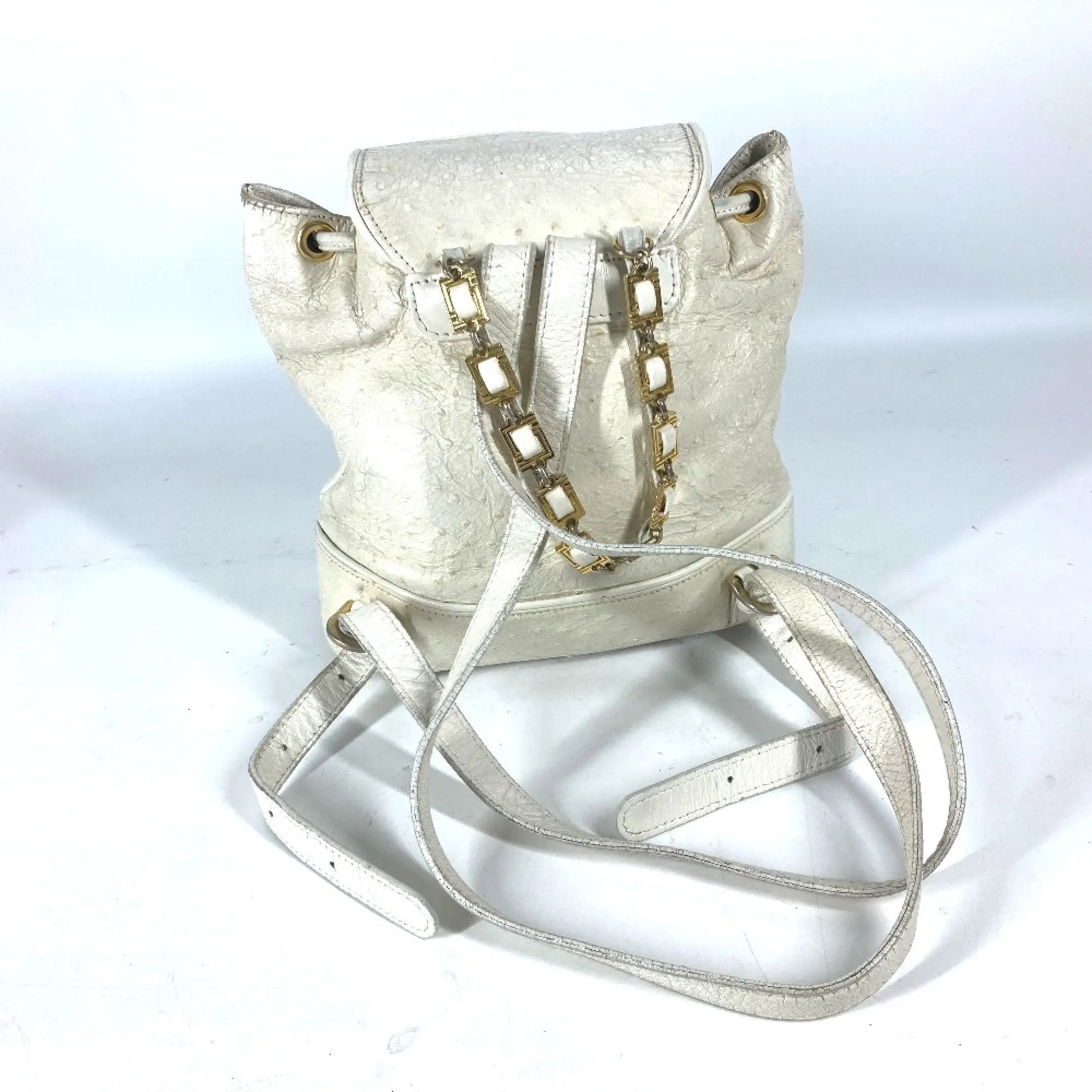 Versace  ivory Leather Backpack (Pre-Owned)