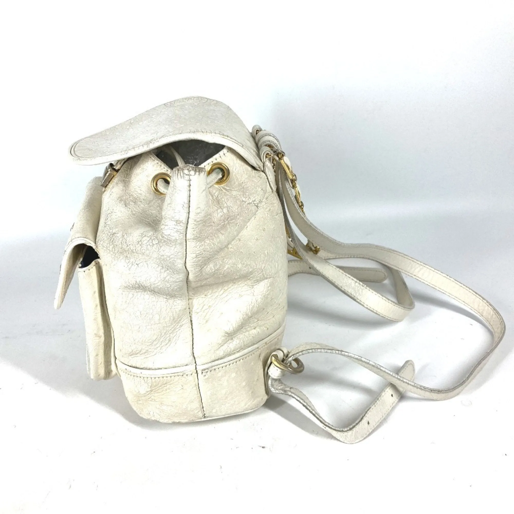 Versace  ivory Leather Backpack (Pre-Owned)
