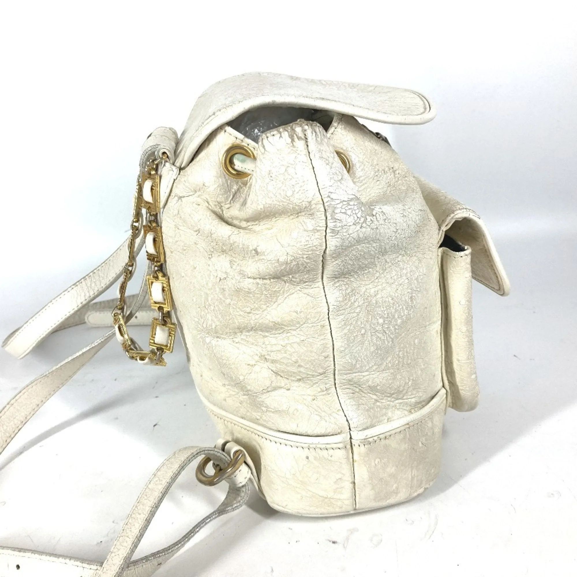 Versace  ivory Leather Backpack (Pre-Owned)