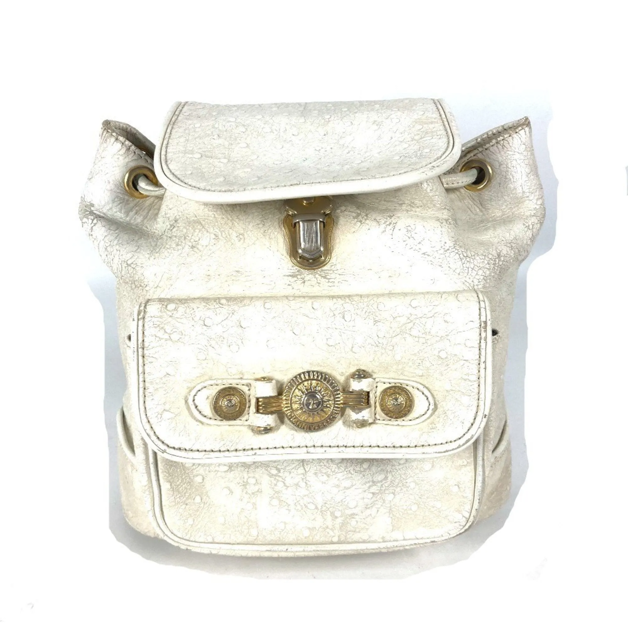 Versace  ivory Leather Backpack (Pre-Owned)