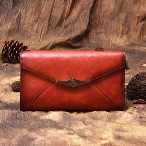 Vintage Black Leather Wallet Womens Clutch Wallet With Strap Purse Green Shoulder Bag