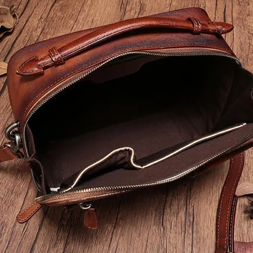 Vintage Brown Womens Leather Satchel Handbag Green Leather Side Shoulder Bag for Ladies