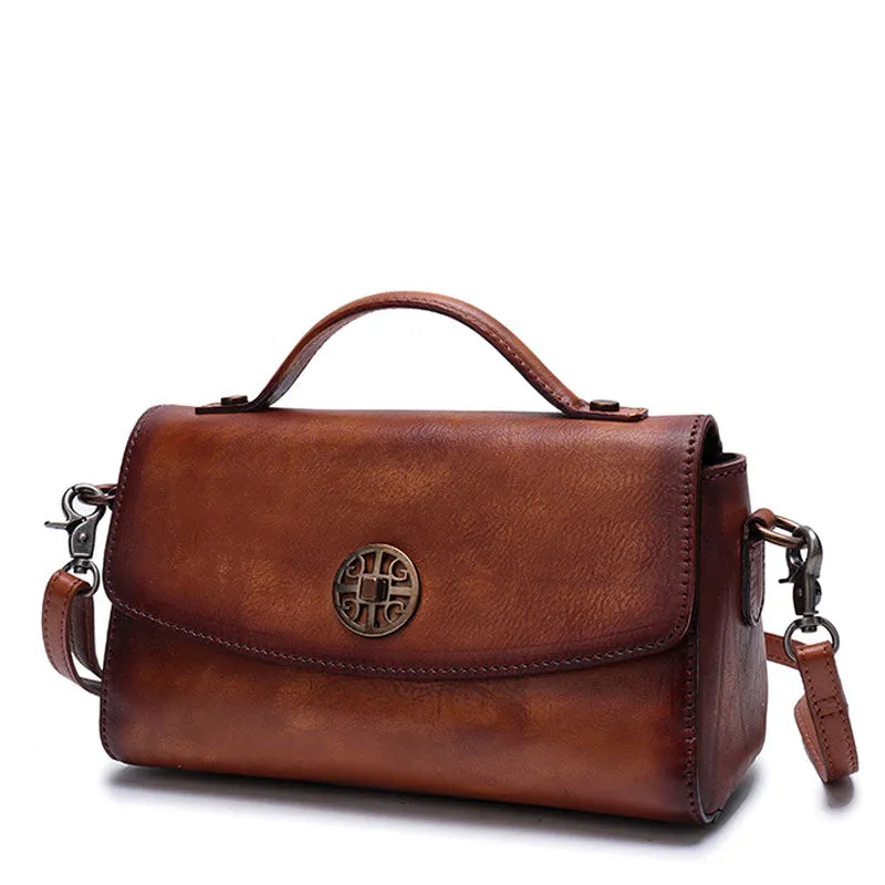 Vintage Handmade Leather Red Womens Handbag Shoulder Bag Red Purse For Women