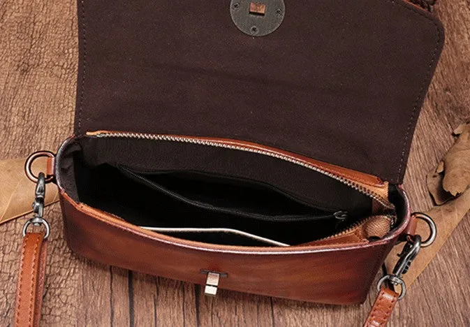 Vintage Handmade Leather Red Womens Handbag Shoulder Bag Red Purse For Women