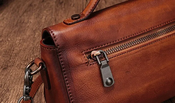 Vintage Handmade Leather Red Womens Handbag Shoulder Bag Red Purse For Women