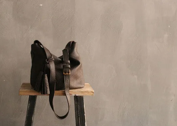 Vintage LEATHER WOMEN Bucket Shoulder Purse SHOULDER BAG Purse FOR WOMEN
