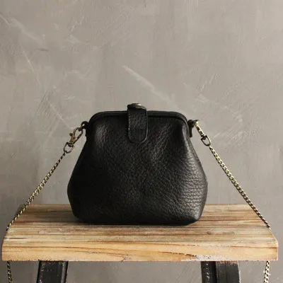 Vintage LEATHER WOMEN Small Doctor Purse Chain SHOULDER BAG Purses FOR WOMEN